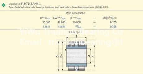 INA roulement à rouleaux cylindriques à double rangée F-217615.RNN